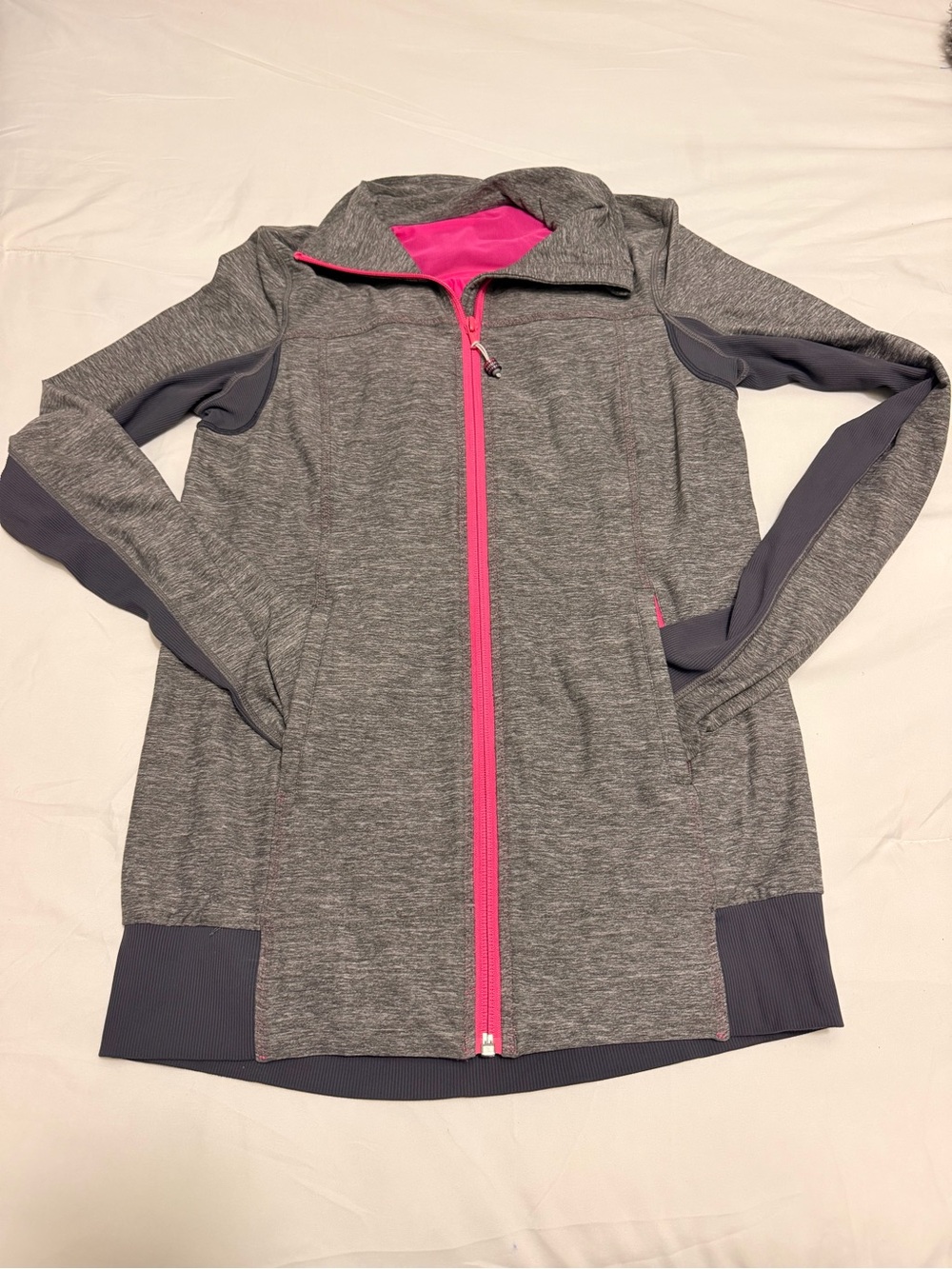 lululemon athletica Gray Utility Jacket with Pink Zip size L